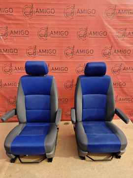 Driver passenger Captain seats seat VW T5 blue DUO Caravelle