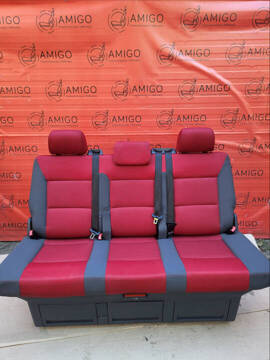 Bench rear triple seat VW T5 Multivan Caravelle Anthracite Duo Red