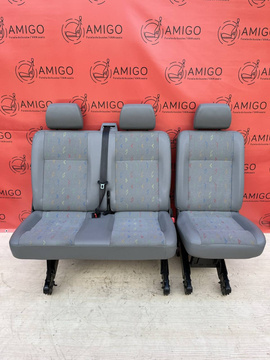 VW T5 SET Bench rear double single seat Inca 2nd row + belts brackets RHD