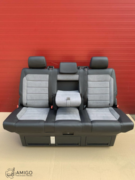 Bench rear triple seat VW T6.1 leather  Artvelour Palladium alcantara Multivan Caravelle t5