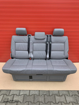 Bench rear triple seat VW T5 grey leather Multivan Caravelle t6